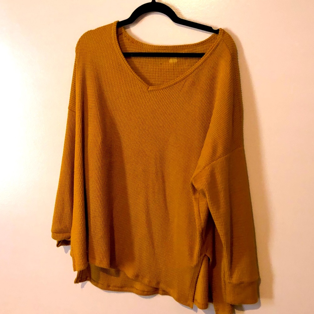 Mustard yellow waffle knit sweater